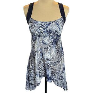 Y2k Silk Babydoll Top Sz S Whimsigoth Fairy Fairycore Ethereal Asymmetrical Blue